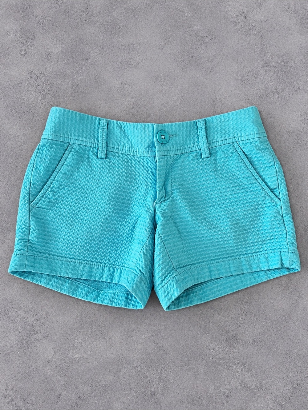 Lilly Pulitzer Callahan Shorts Size 000 Turquoise Textured Cotton